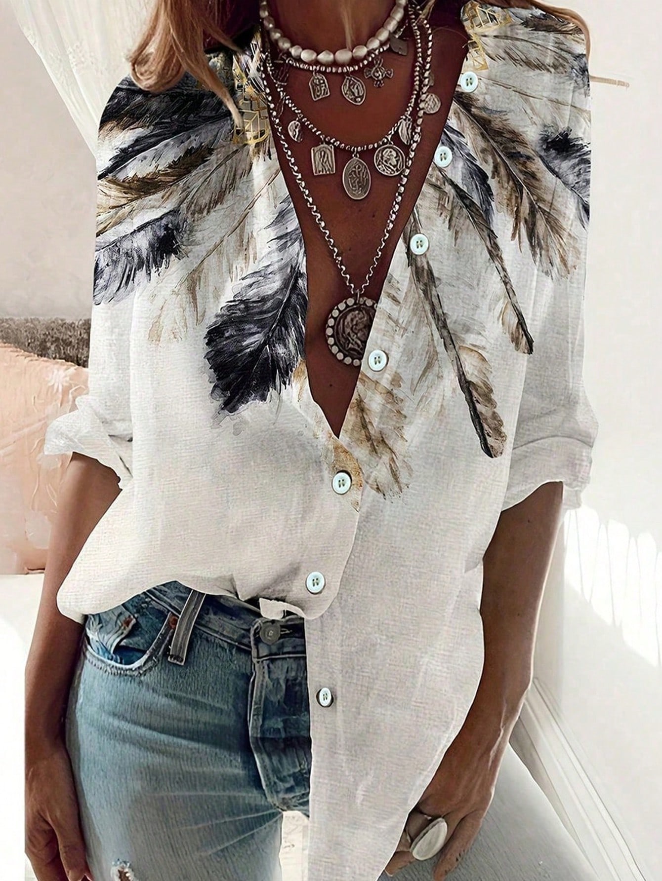 Embroidery Online - Slim-fit damesshirt met lange mouwen en