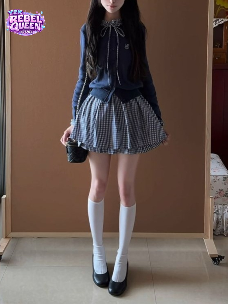Embroidery Cotton Shirt - Japanse preppy zoete 2-delige set voor