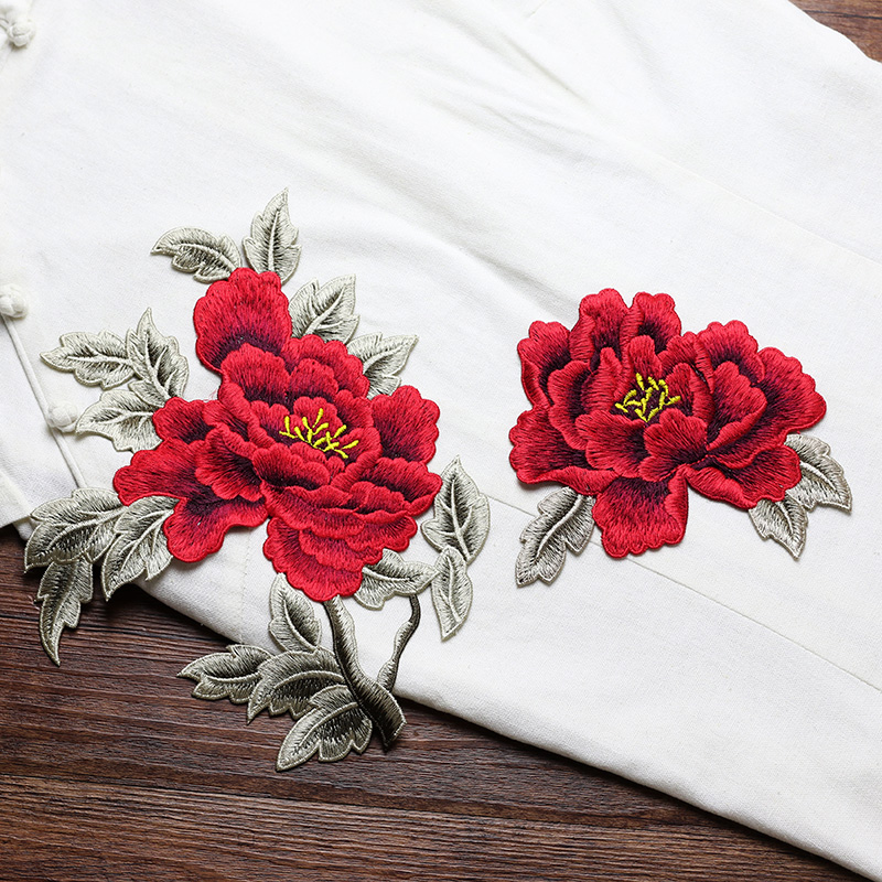 Embroidery Yellow Dress - 1 paar rood roze geel borduurwerk