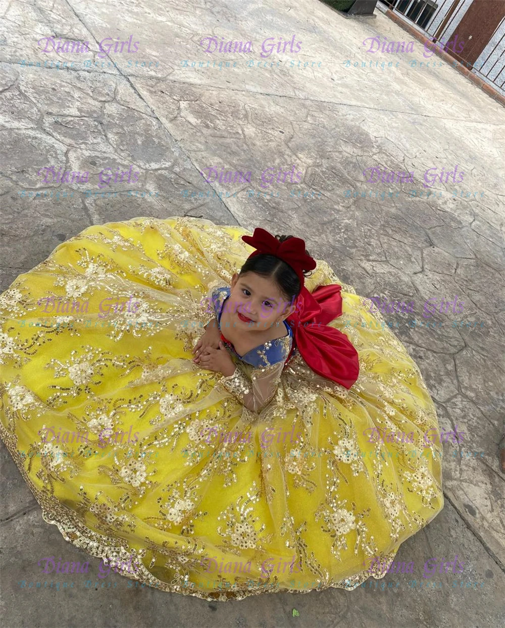Embroidery Yellow Dress - Kwaliteit Mooie Gele Tule Pluizige Applique