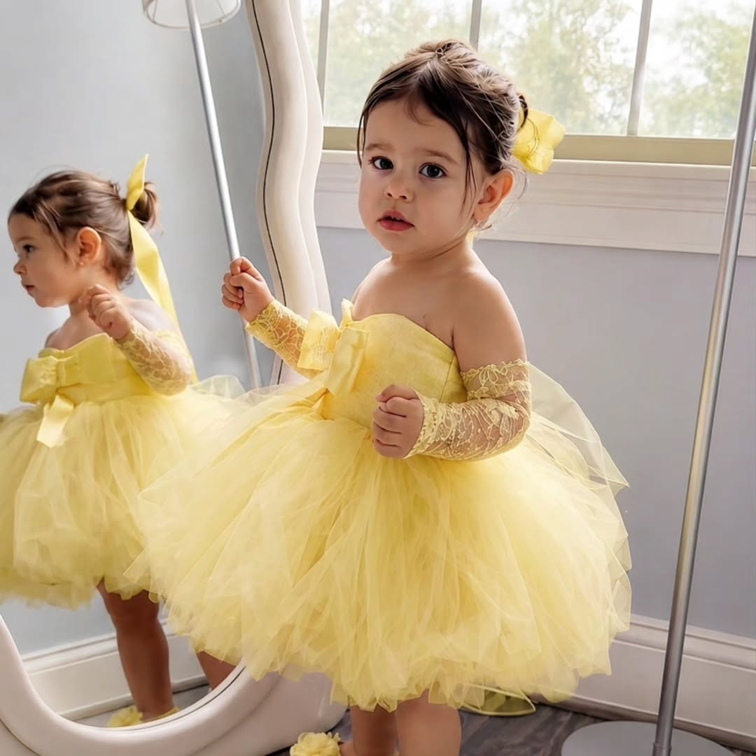 Prinses gele bloemenmeisjesjur - Embroidery Yellow Dress recensie en prijs