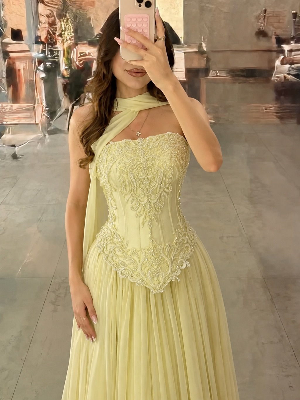 Op maat gemaakte sexy gele kan - Embroidery Yellow Dress recensie en prijs