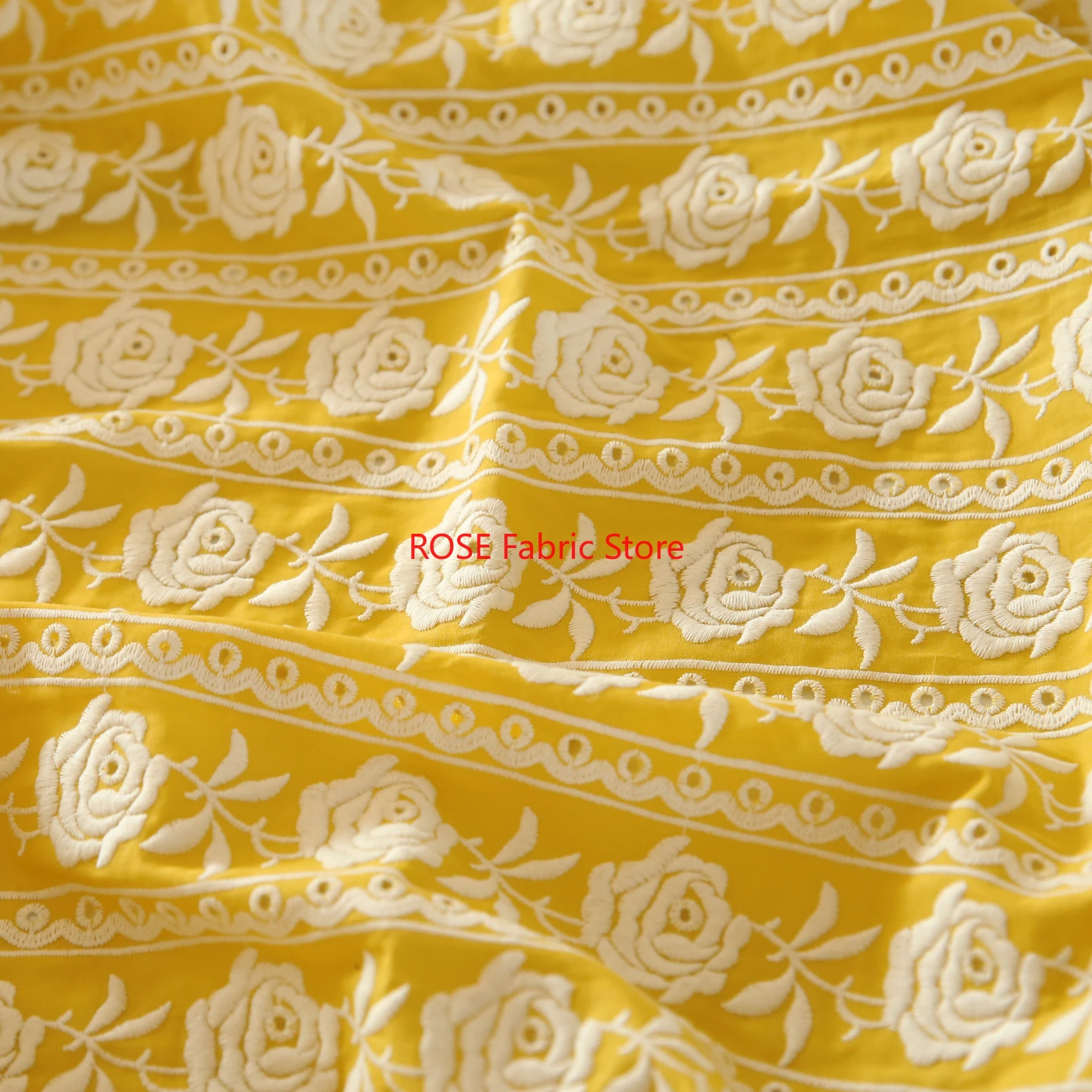 Franse katoen gele roos zwaar  - Embroidery Yellow Dress recensie en prijs